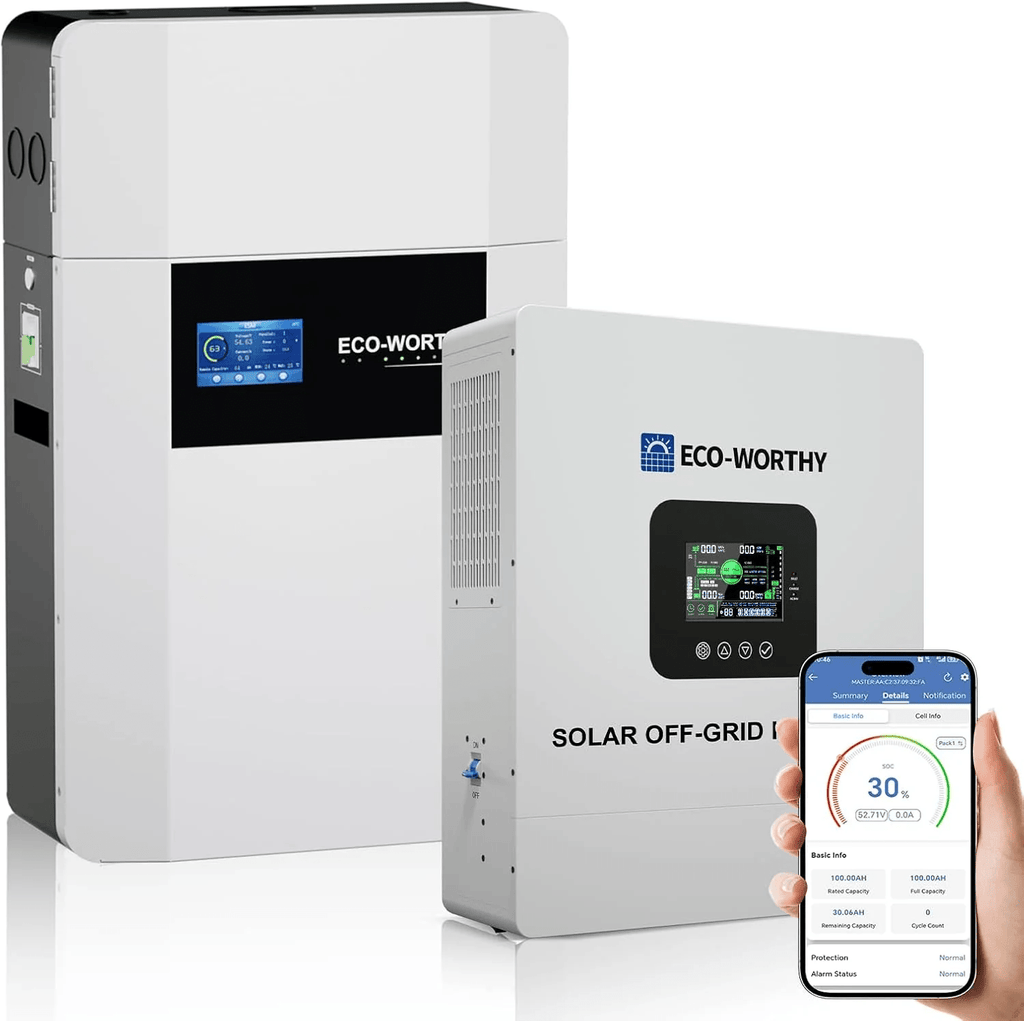 ECO-WORTHY 48V 100Ah Wall-Mounted LiFePO4 Lithium Battery With Bluetooth & Wifi, 5kWh