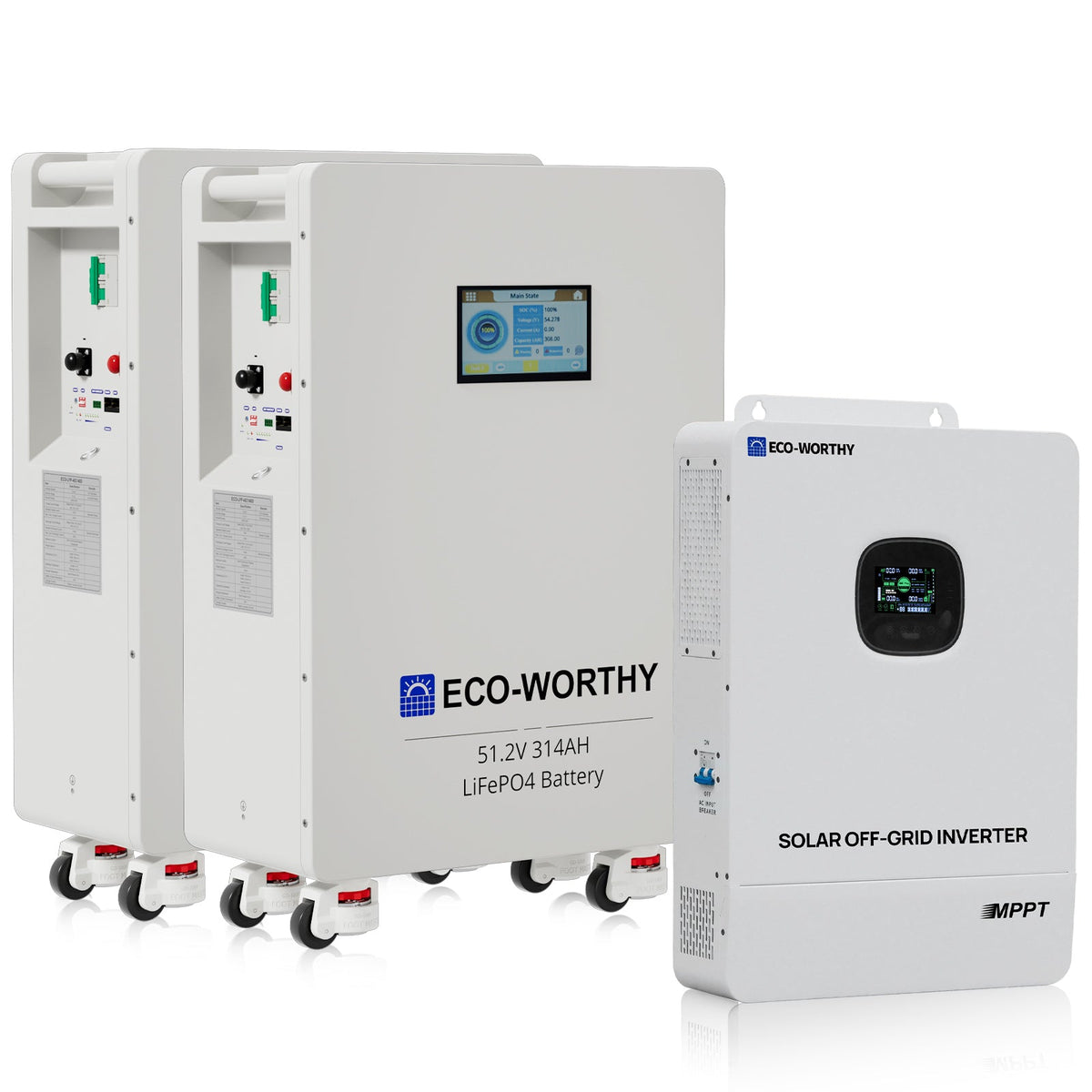 ECO-WORTHY 16KWh Home Backup Power Bundle With 48V 314Ah LiFePO4 Lithium Battery and 10kW 48V AIO Off Grid Inverter