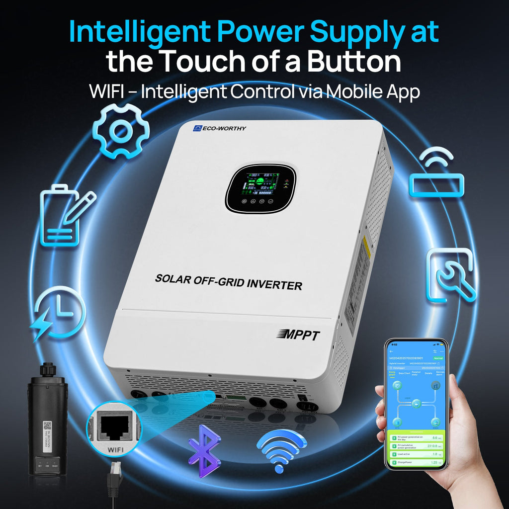 ECO-WORTHY 10000W Solar Off-grid AIO Inverter, 48Vdc to 230Vac with 11000W@500V PV Input