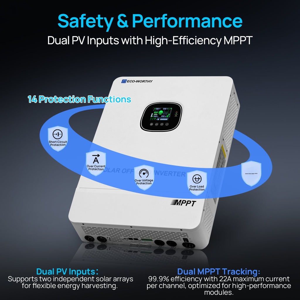 ECO-WORTHY 10000W Solar Off-grid AIO Inverter, 48Vdc to 230Vac with 11000W@500V PV Input