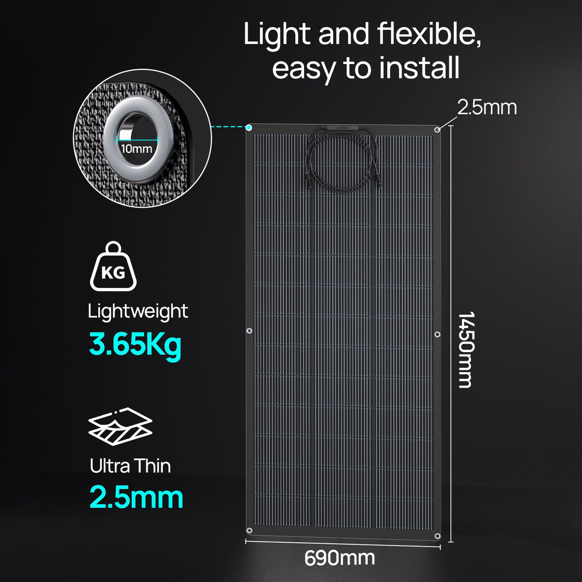 ECO-WORTHY 200W Flexible Solar Panel 25% Efficiency Balcony Motorhome Van | N-Type 18BB