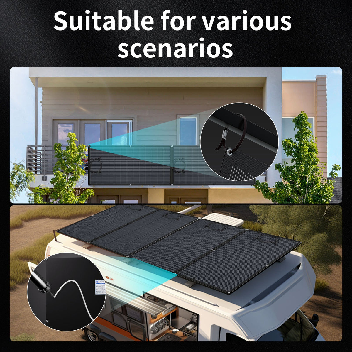 ECO-WORTHY 200W Flexible Solar Panel 25% Efficiency Balcony Motorhome Van | N-Type 18BB