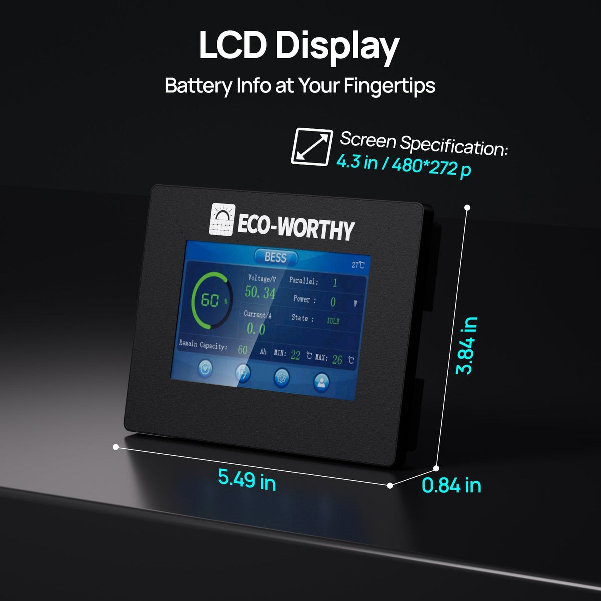 ECO-WORTHY ESM100 Battery Monitor for Cubix Series and Wall-Mounted Batteries