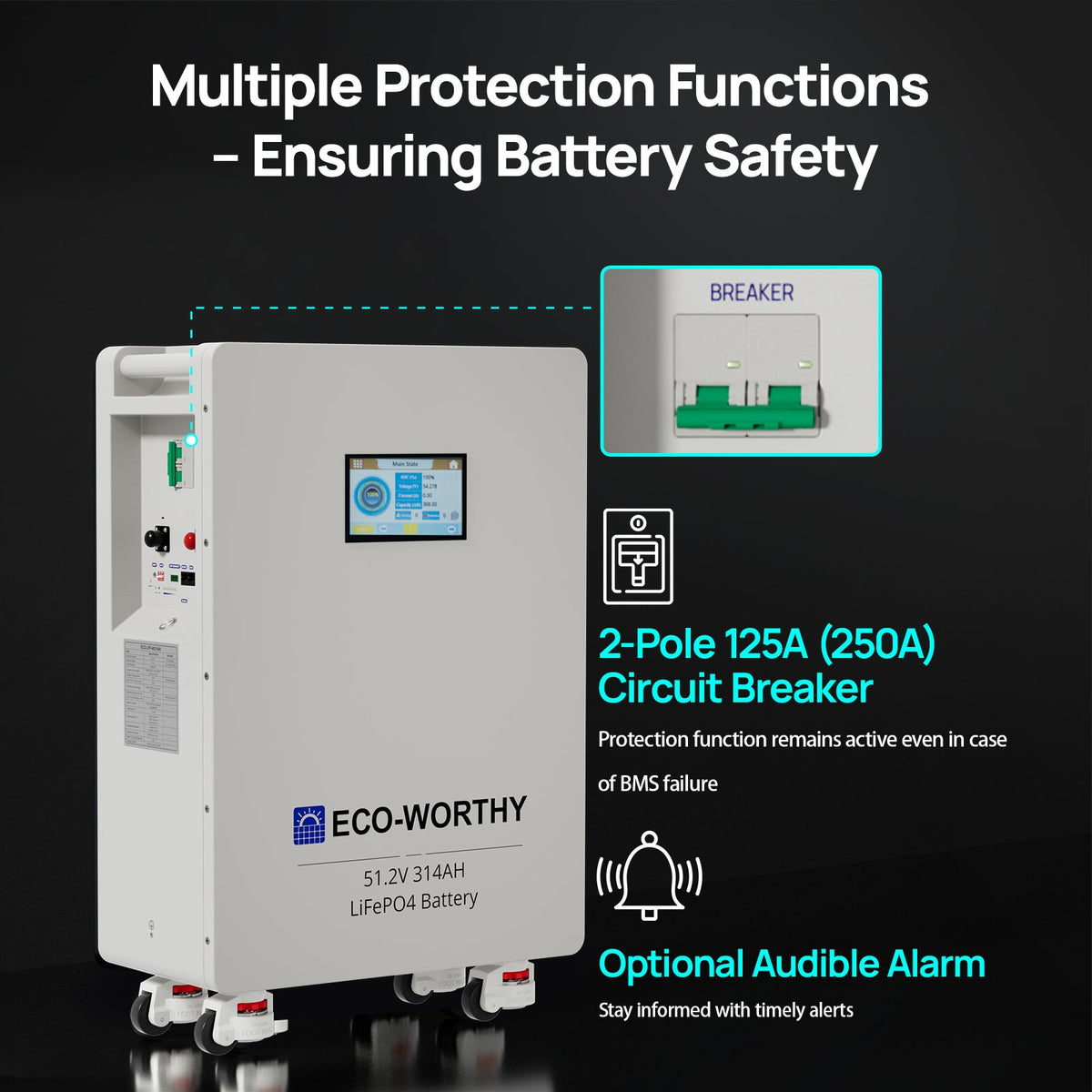 ECO-WORTHY 16kWh Hybrid Energy Storage System with 6kW Single Phase Hybrid Inverter