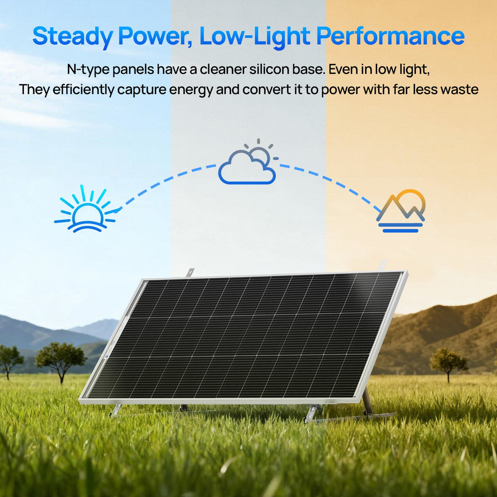 ECO-WORTHY 100W N-Type Bifacial Solar Panel with 25% High Conversion Efficiency