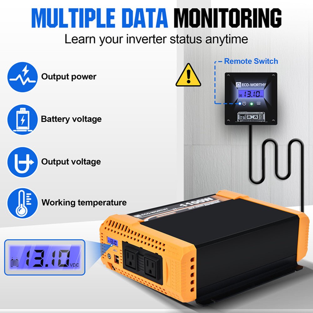 ECO-WORTHY 130W 260W 520W 12V (1/2/4xFlexible 130W) Off Grid SolarPanel Kits with Battery and Inverter