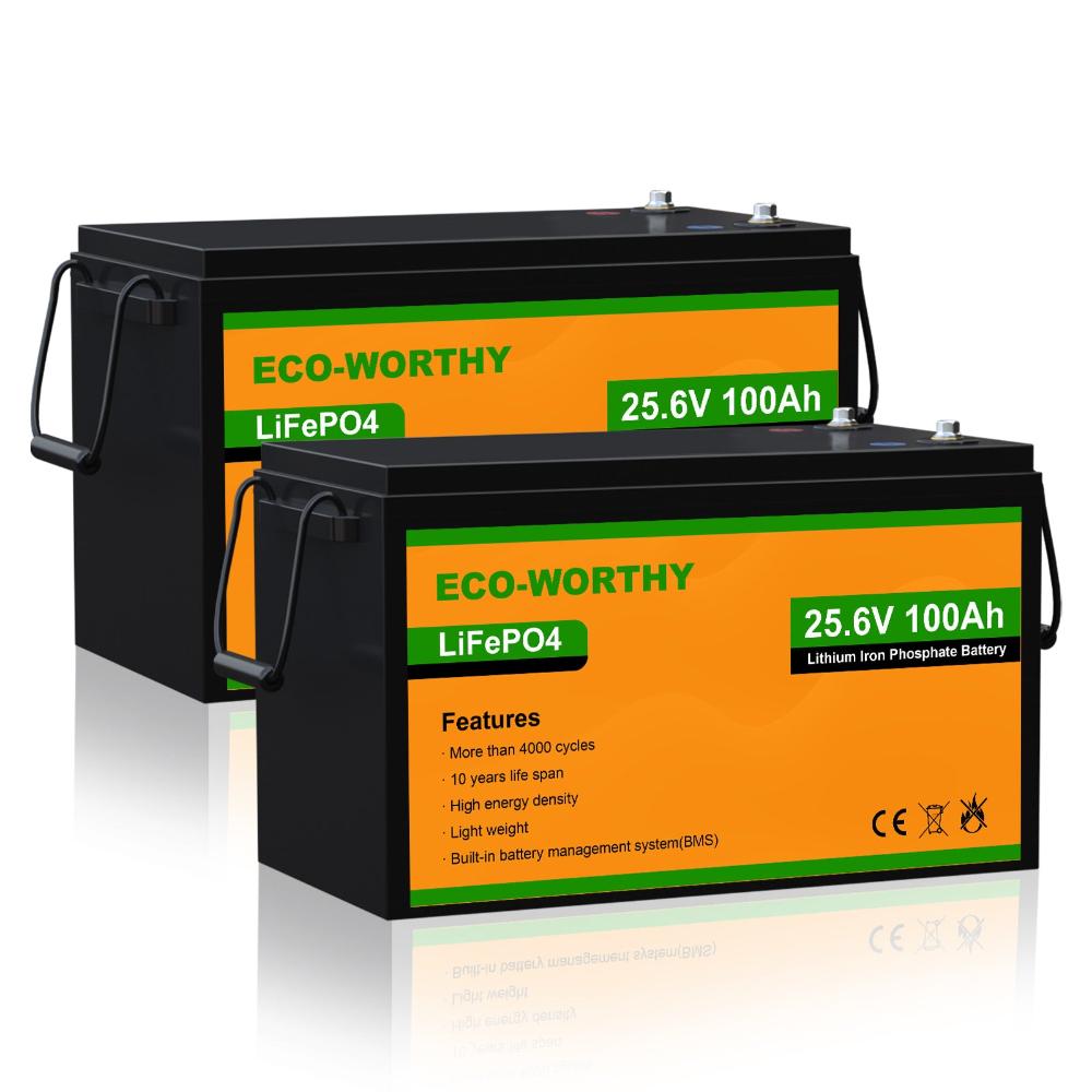 ECO-WORTHY 24V 100Ah LiFePO4 Lithium Battery Upgraded Bluetooth Version and Low-Temp Protection