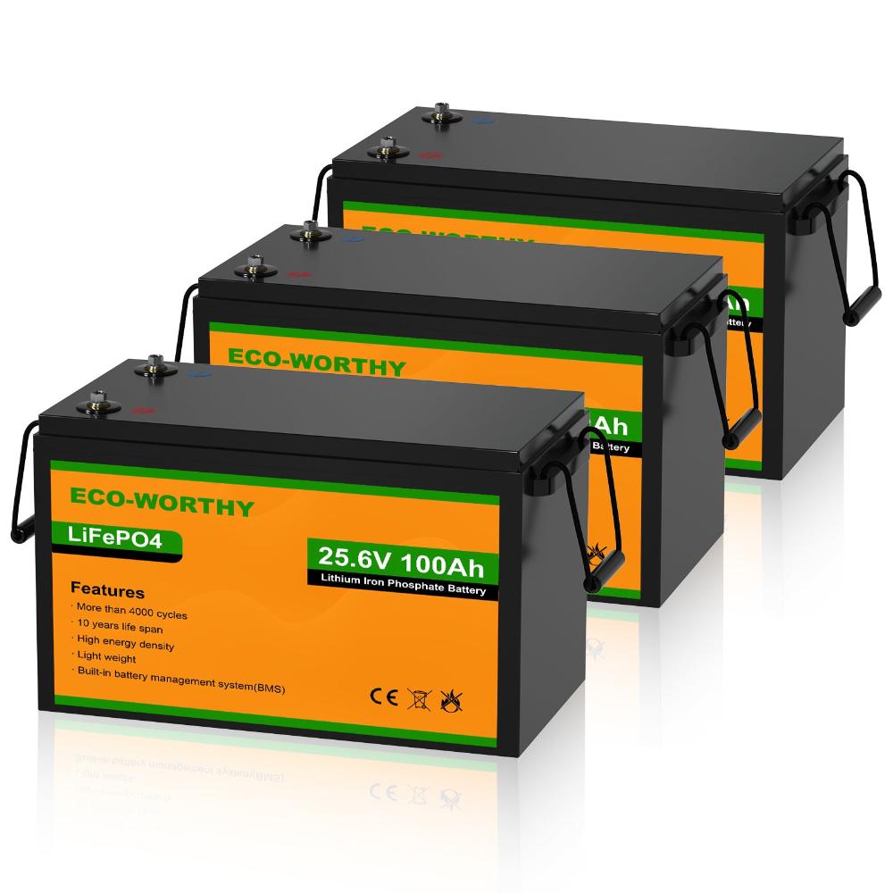 ECO-WORTHY 24V 100Ah LiFePO4 Lithium Battery Upgraded Bluetooth Version and Low-Temp Protection