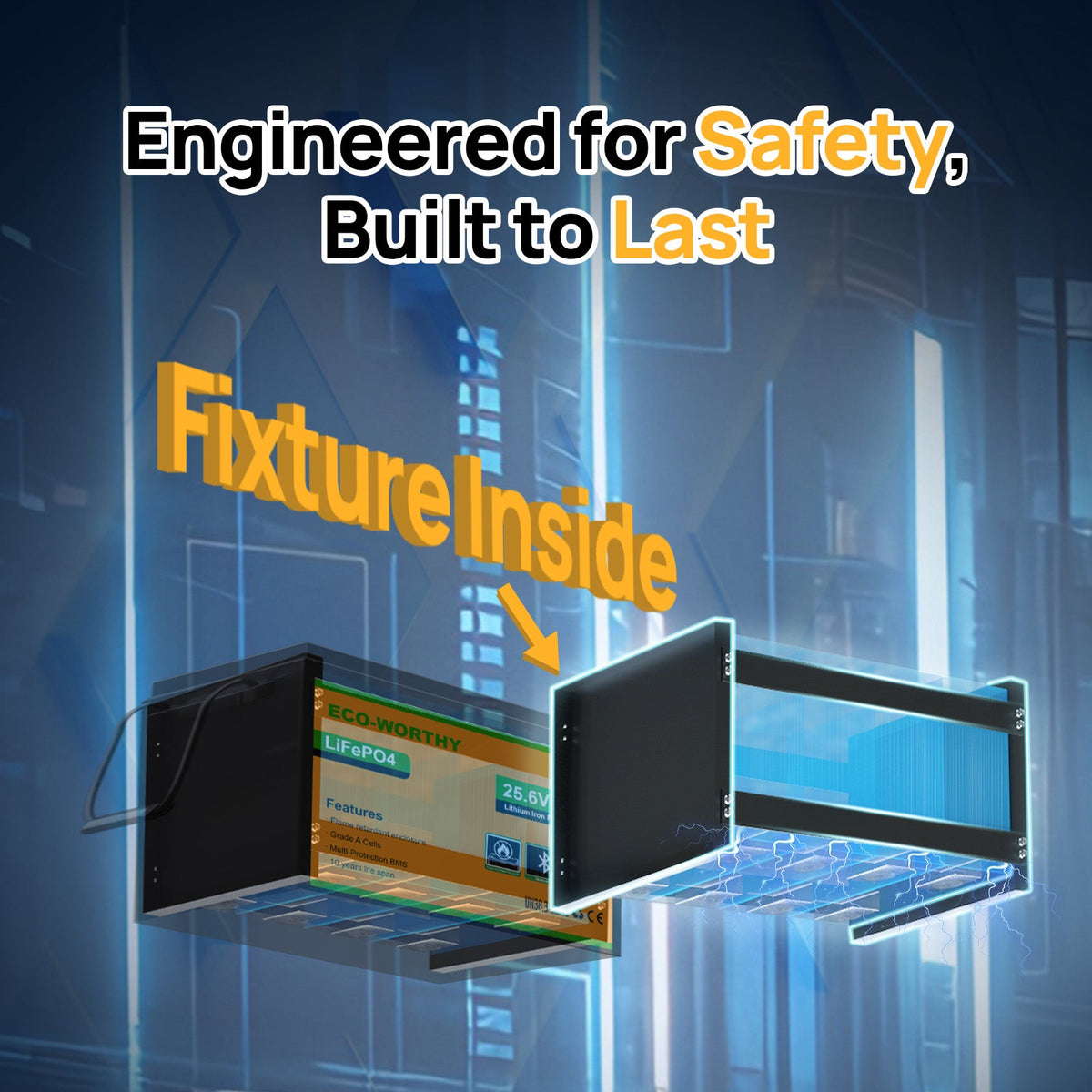 ECO-WORTHY 24V 100Ah LiFePO4 Lithium Battery Upgraded Bluetooth Version and Low-Temp Protection