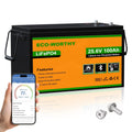 ECO-WORTHY 24V 100Ah LiFePO4 Lithium Battery Upgraded Bluetooth Version and Low-Temp Protection
