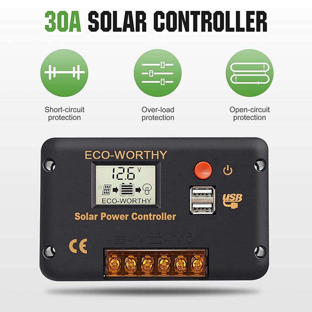 ECO-WORTHY 130W 260W 520W 12V(1/2/4xFlexible 130W) Off Grid SolarPanel Kits