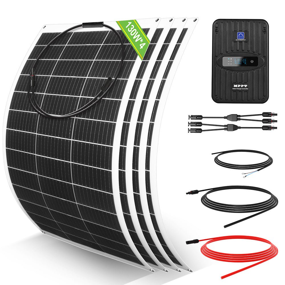ECO-WORTHY 130W 260W 520W 12V(1/2/4xFlexible 130W) Off Grid SolarPanel Kits