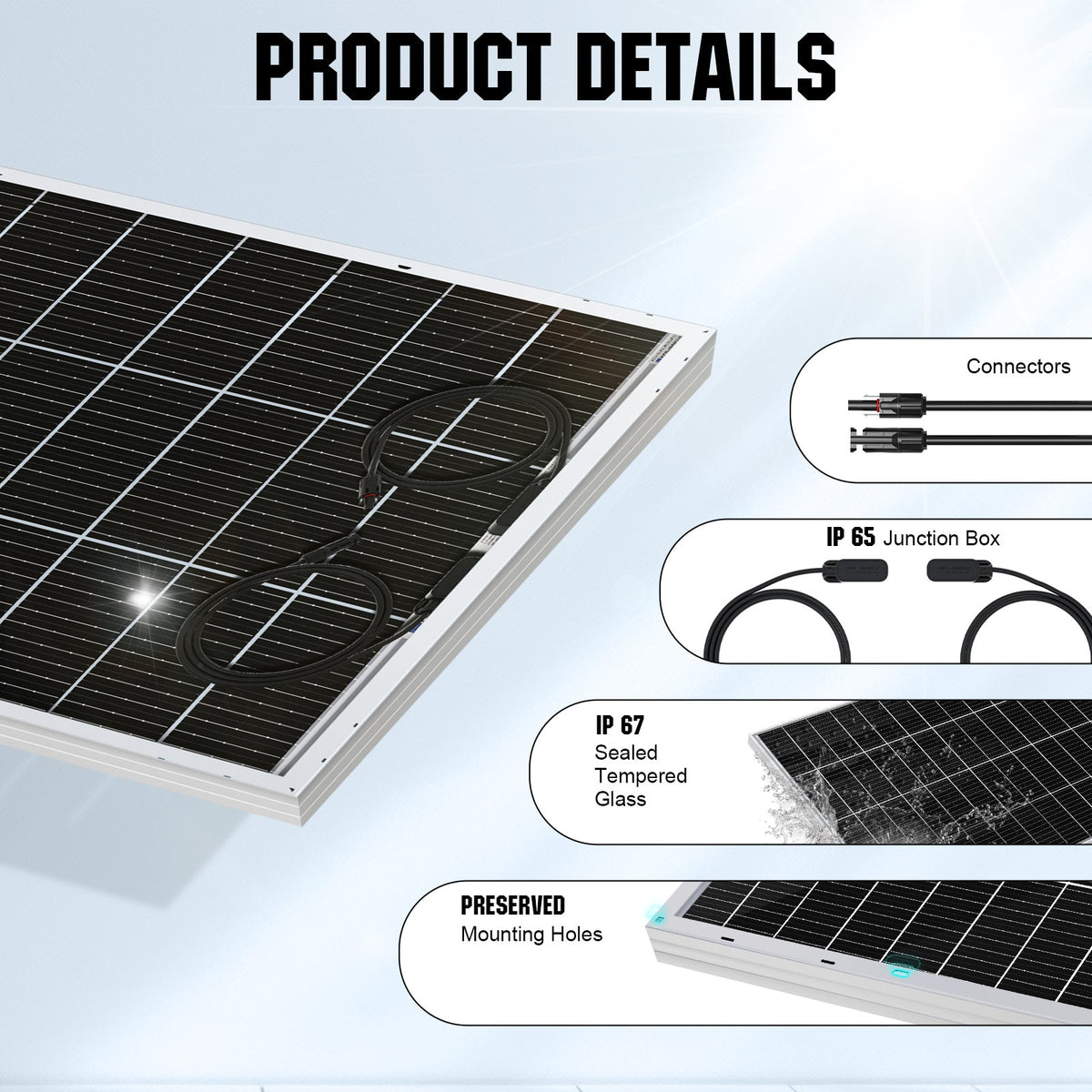 ECO-WORTHY 120W 240W 12V (1/2x120W) Complete Off Grid Solar Panel Kit