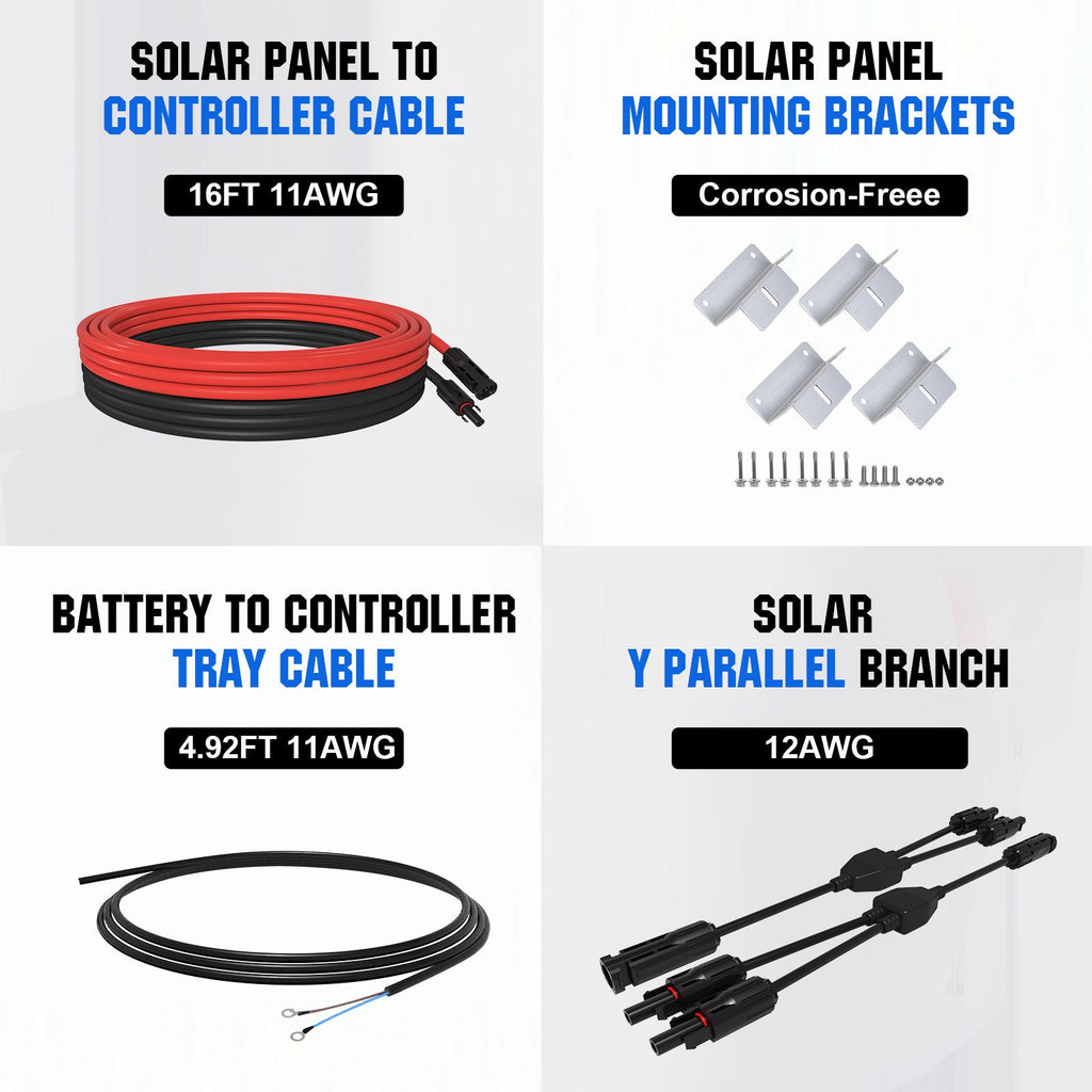 ECO-WORTHY 120W 240W 12V (1/2x120W) Complete Off Grid Solar Panel Kit