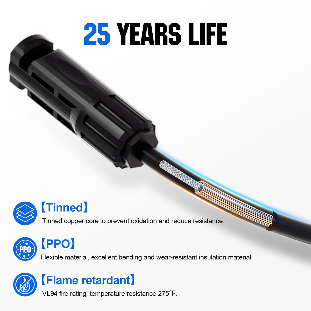ECO-WORTHY 12AWG 1 Pair Solar MC4 Y Parallel Branch Connectors MFF&FMM Pair