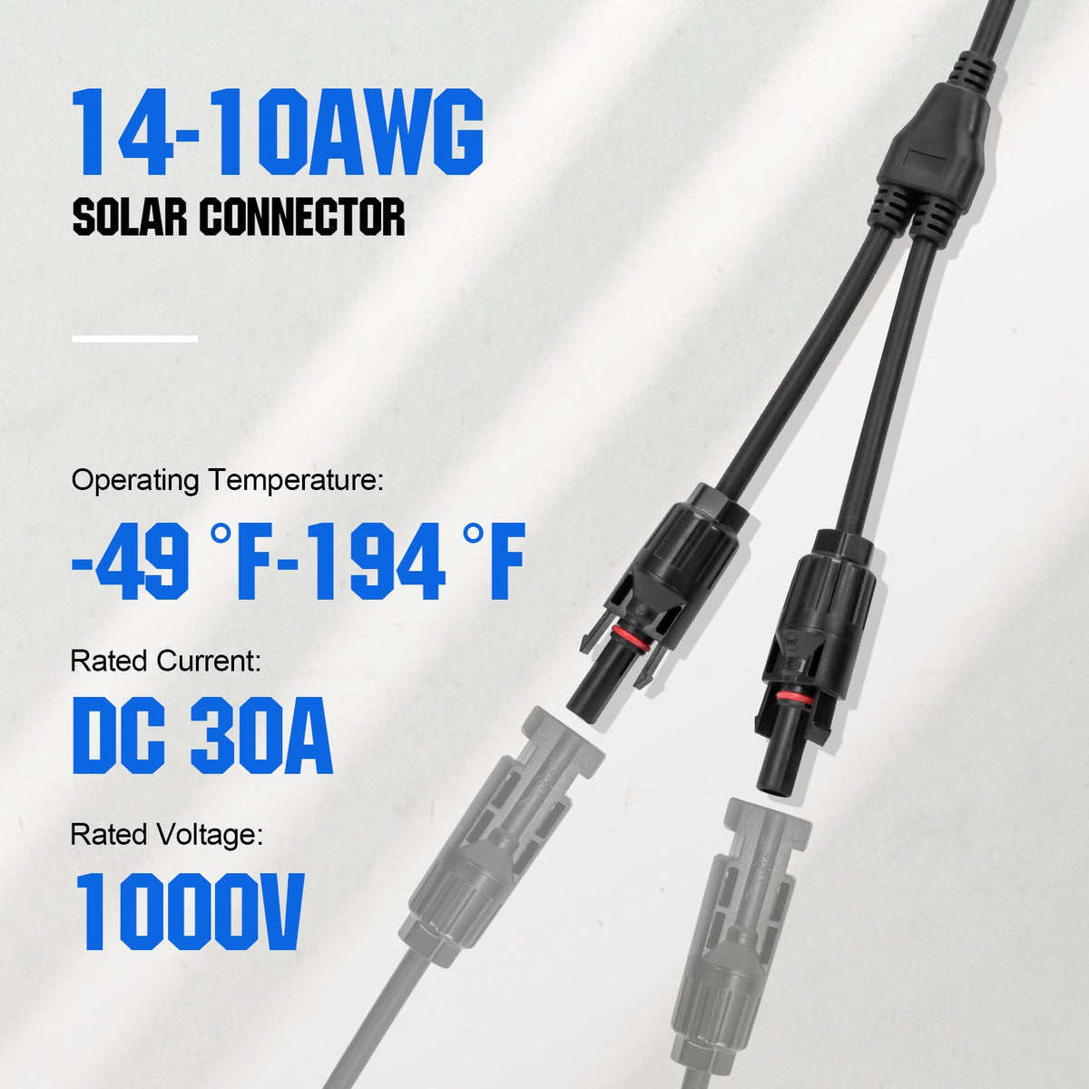 ECO-WORTHY 12AWG 1 Pair Solar MC4 Y Parallel Branch Connectors MFF&FMM Pair