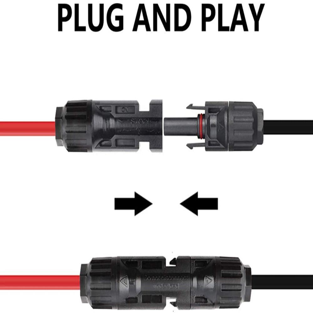 ECO-WORTHY 12AWG 16.4FT Solar Extension Cables Wires with Female and Male MC4 Connectors