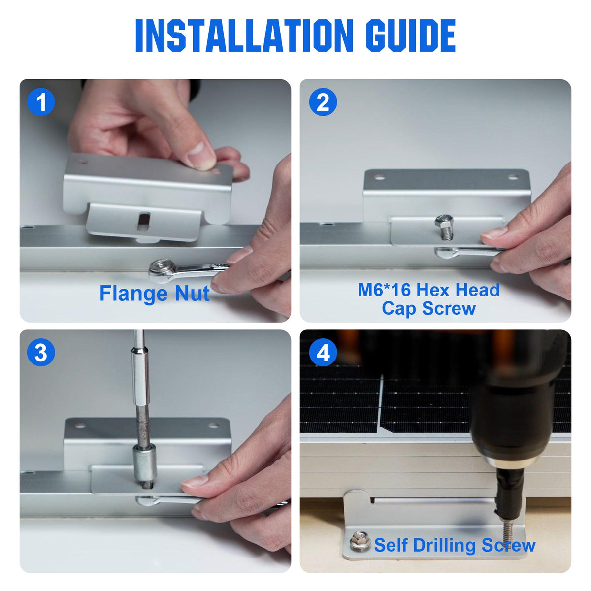 ECO-WORTHY Z Style Solar Panel Mounting Brackets with Nuts and Bolts