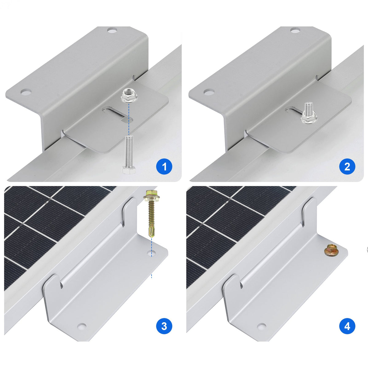 ECO-WORTHY Z Style Solar Panel Mounting Brackets with Nuts and Bolts
