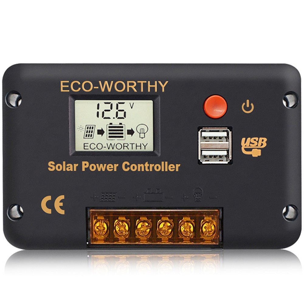 ECO-WORTHY 30A PWM LCD Display Solar Charge Controller Regulator with USB Port 12V/24V Autoswitch