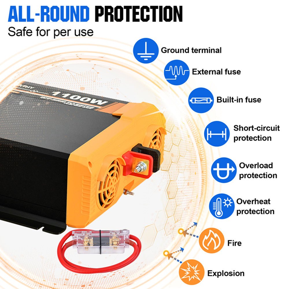 ECO-WORTHY 1100W Off Grid Pure Sine Wave Solar Inverter12V to 230V