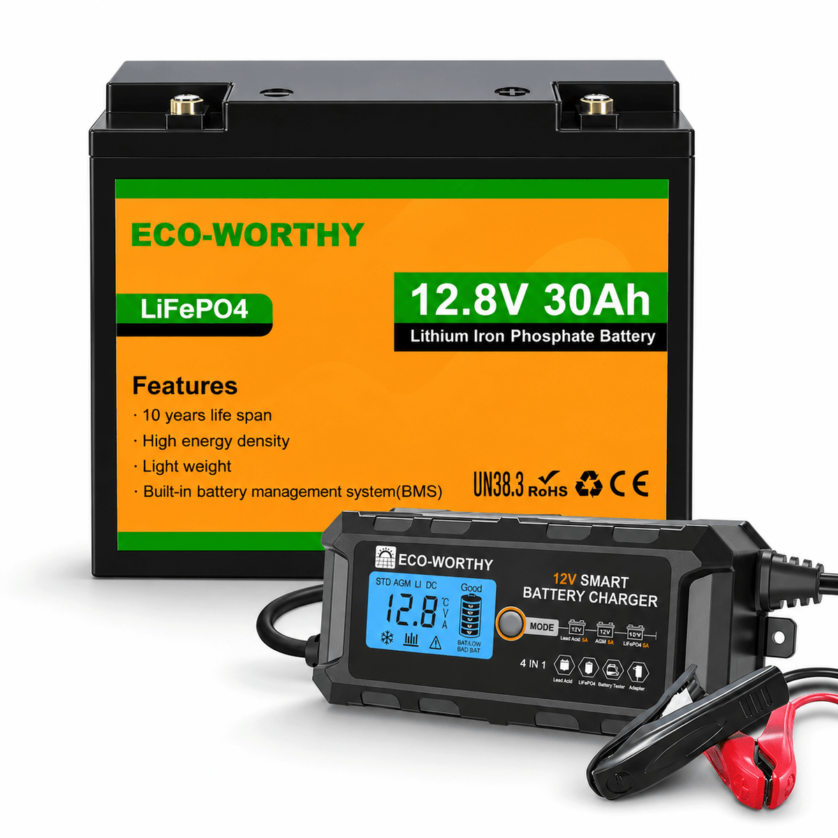 ECO-WORTHY 12V 30Ah LiFePO4 Lithium Battery