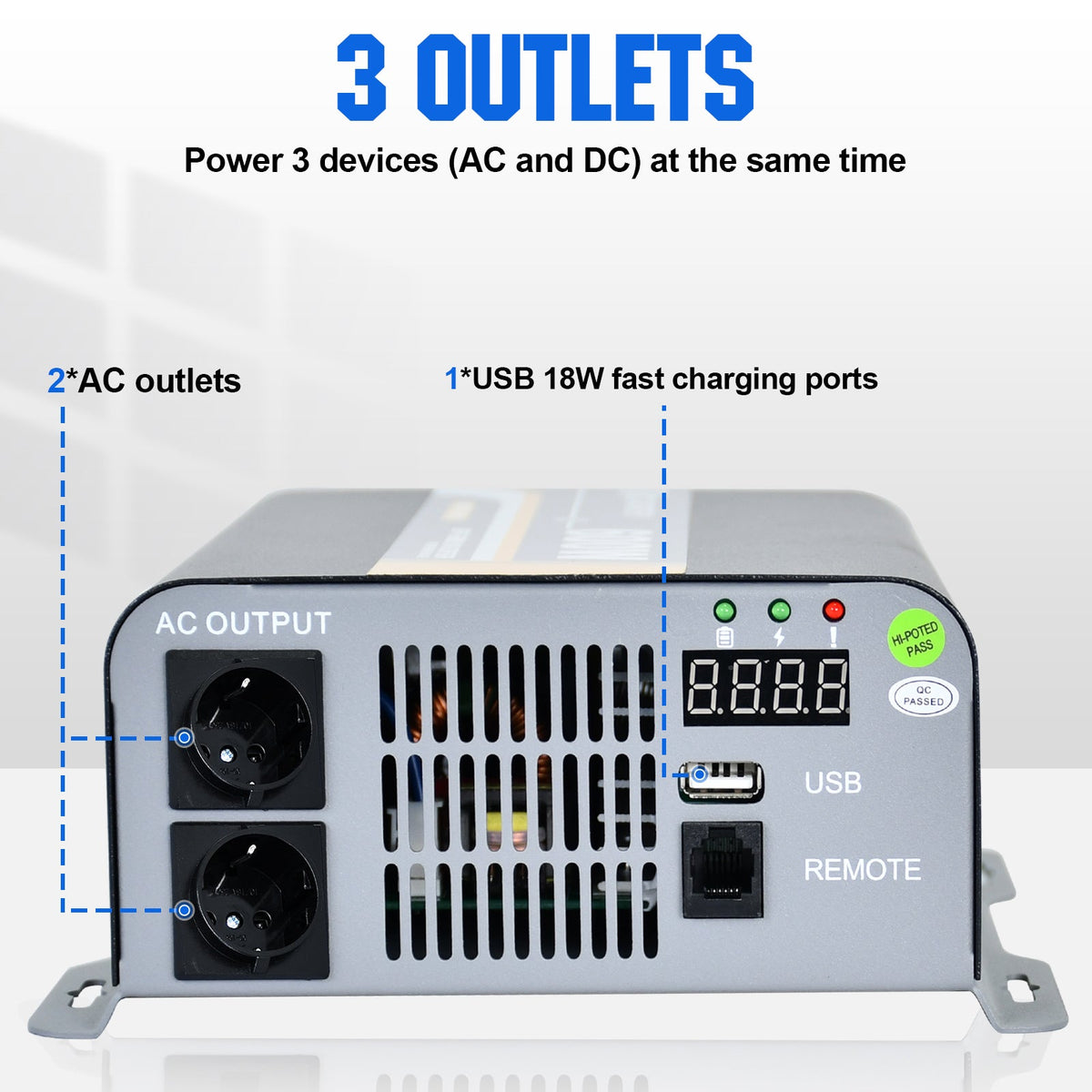 ECO-WORTHY 600W Off Grid Pure Sine Wave Inverter 12V to 230V