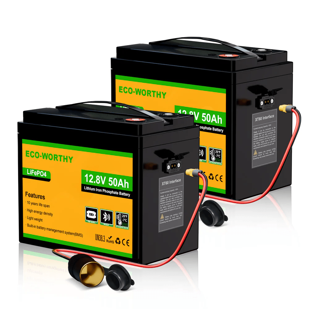 ECO-WORTHY 12V 50Ah LiFePO4 Lithium Battery XT60 with Bluetooth and Low Temp Protection