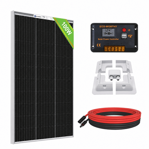 ECO-WORTHY 100W 200W 12V (1/2x Bifacial 100W) N-Type Solar Panel Kit with RV Mounting Brackets