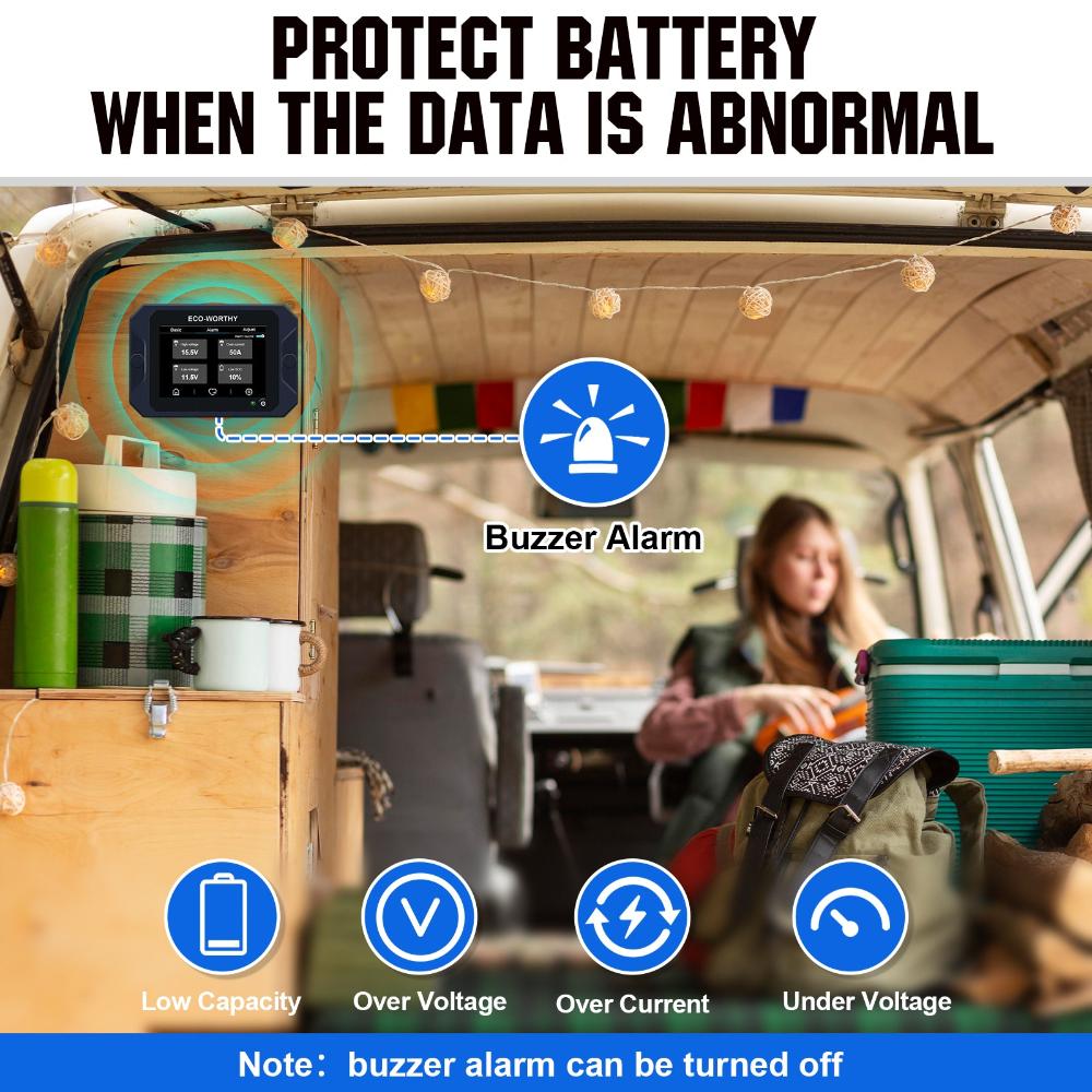 ECO-WORTHY 300A Battery Monitor with Hall Sensor for AGM & Lifepo4 Lithium Battery