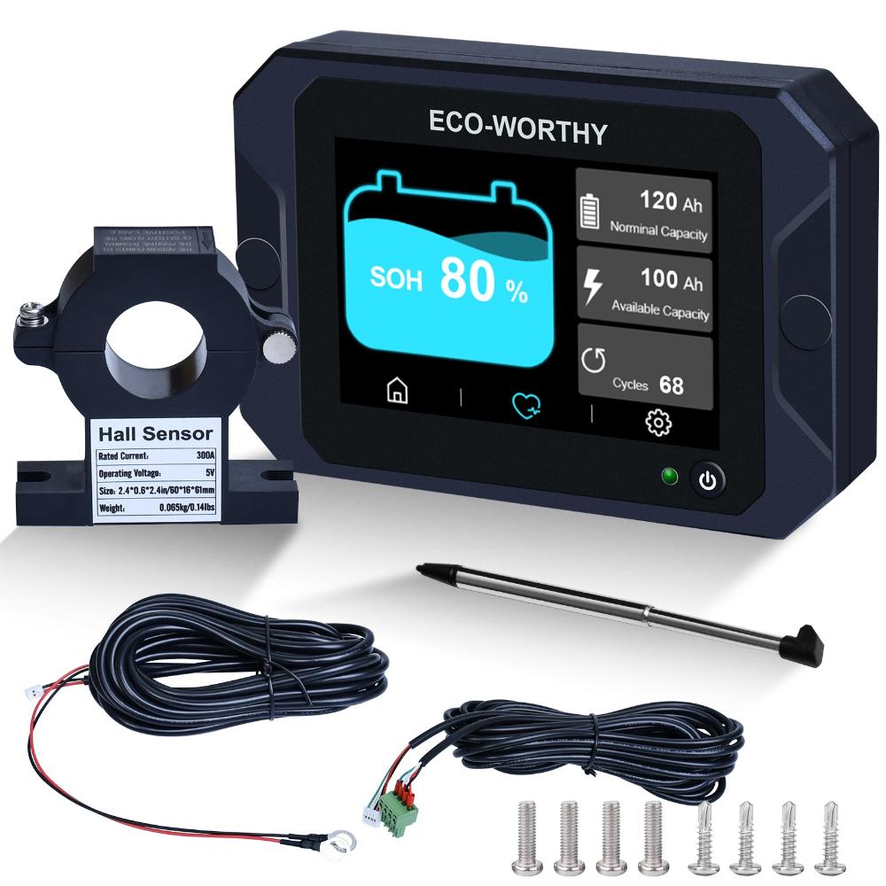 ECO-WORTHY 300A Battery Monitor with Hall Sensor for AGM & Lifepo4 Lithium Battery