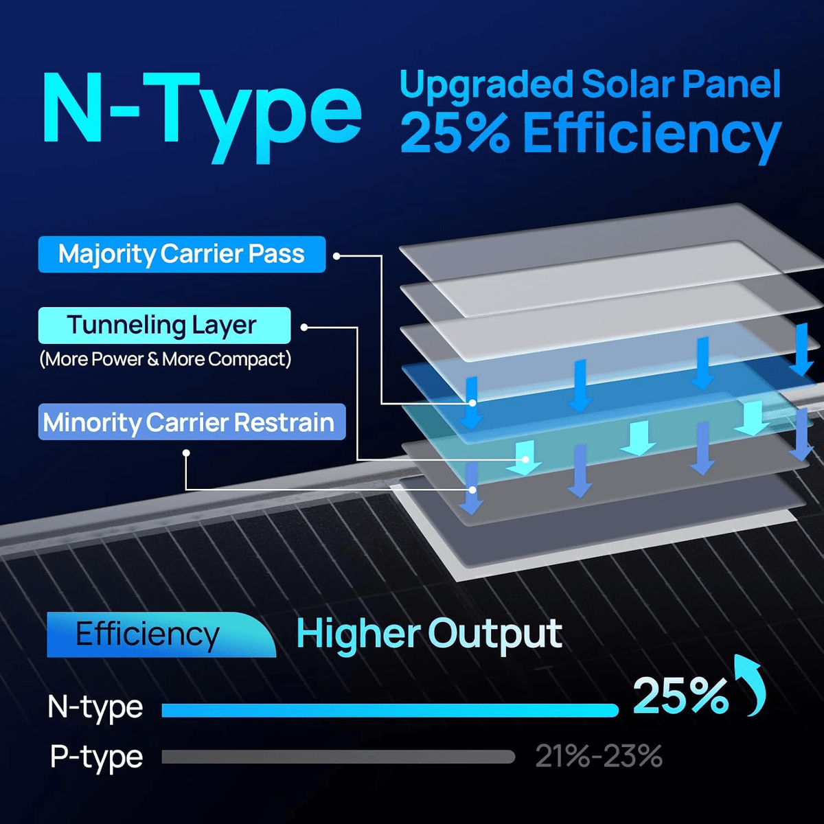 ECO-WORTHY 195W N-Type 18BB Bifacial Solar Panel with 25% High Conversion Efficiency