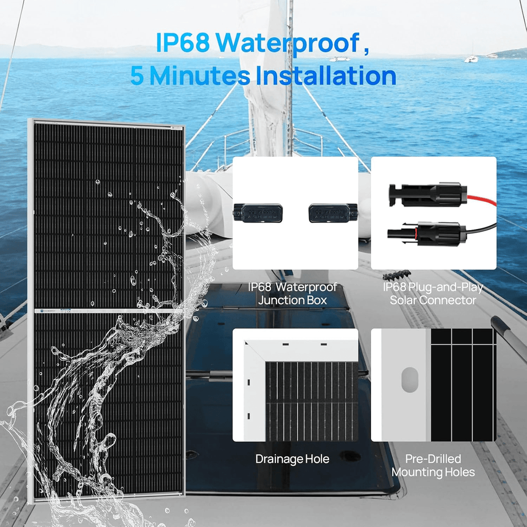 ECO-WORTHY 195W N-Type 18BB Bifacial Solar Panel with 25% High Conversion Efficiency