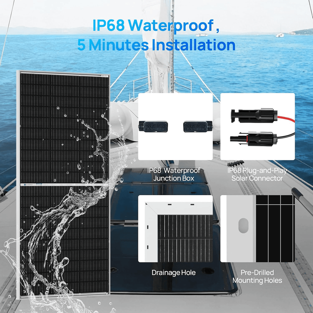 ECO-WORTHY 195W N-Type 18BB Bifacial Solar Panel with 25% High Conversion Efficiency