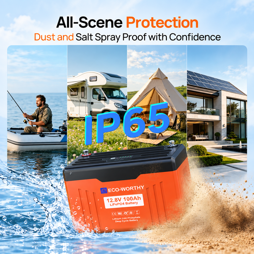 ECO-WORTHY EnergyTrek 12V 100Ah LiFePO4 Lithium Battery with Bluetooth and Low-Temp Protection