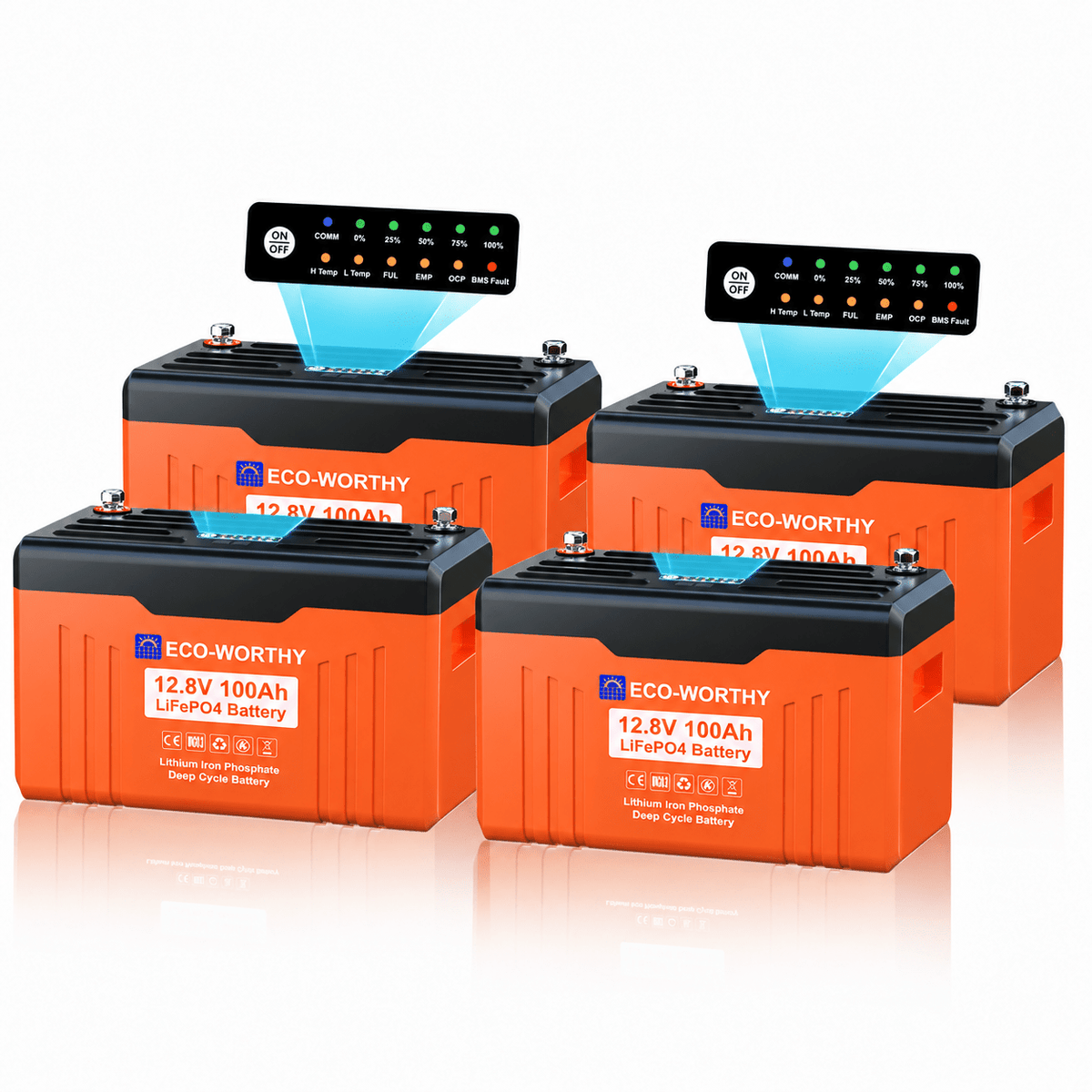 ECO-WORTHY EnergyTrek 12V 100Ah LiFePO4 Lithium Battery with Bluetooth and Low-Temp Protection