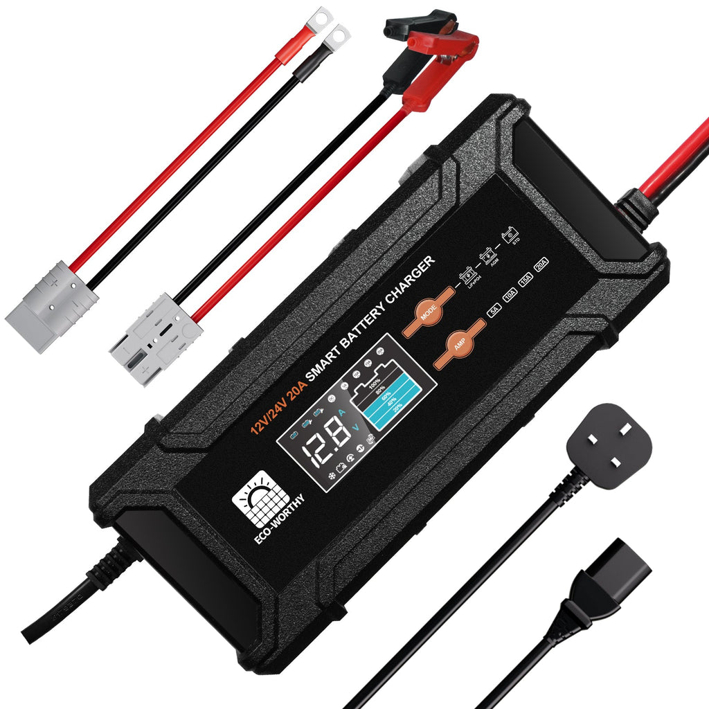 ECO-WORTHY 12v/24v 20A Smart Battery Charger for Lithium Battery