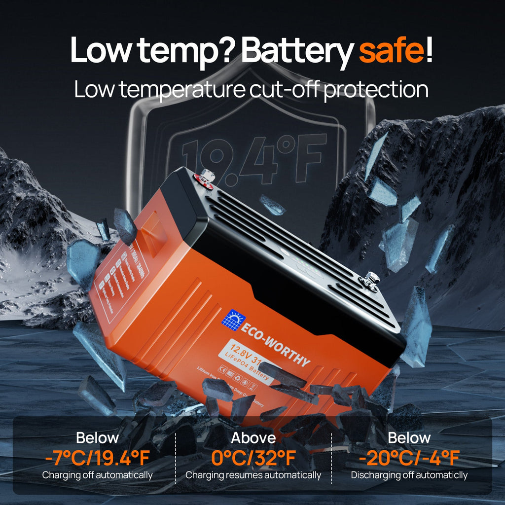 ECO-WORTHY EnergyTrek 12V 314AH Lifepo4 Lithium Battery Bluetooth with SOC Display & Low-Temperature Protection