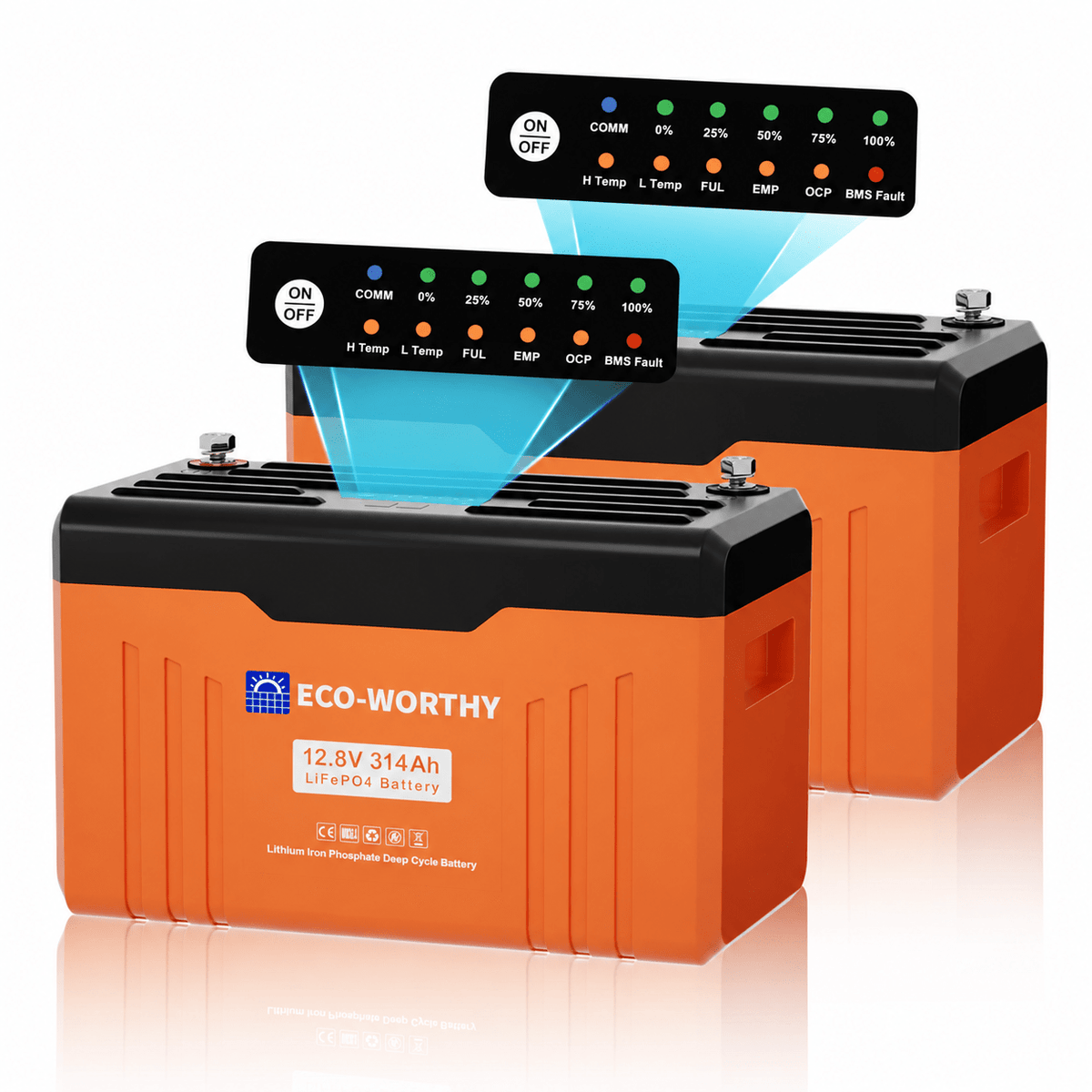 ECO-WORTHY EnergyTrek 12V 314AH Lifepo4 Lithium Battery Bluetooth with SOC Display & Low-Temperature Protection