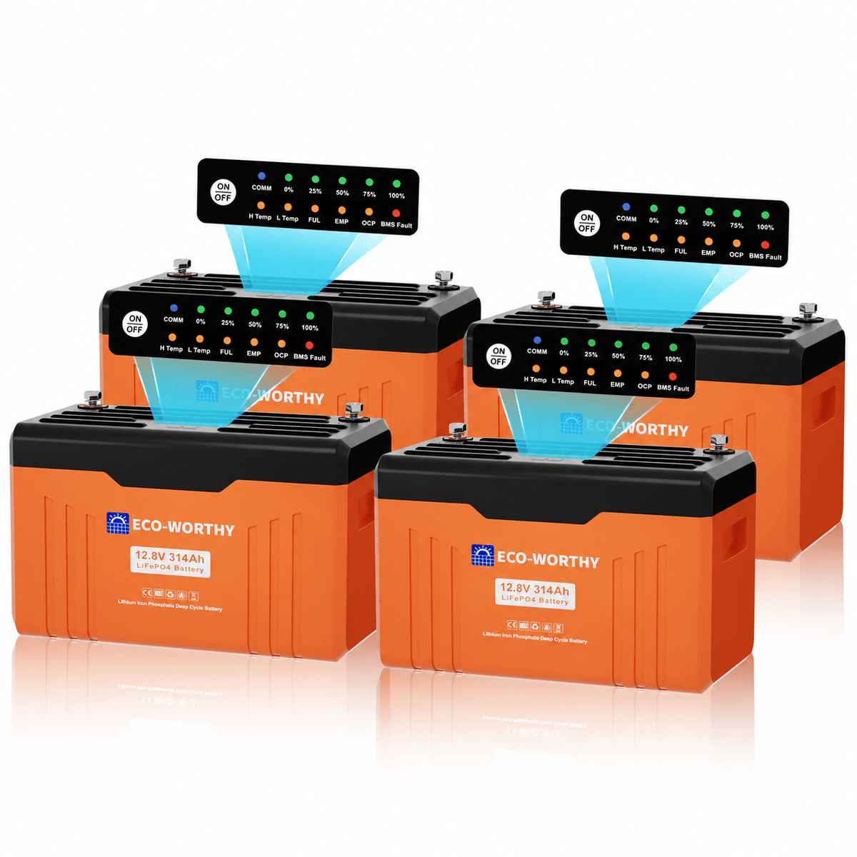 ECO-WORTHY EnergyTrek 12V 314AH Lifepo4 Lithium Battery Bluetooth with SOC Display & Low-Temperature Protection