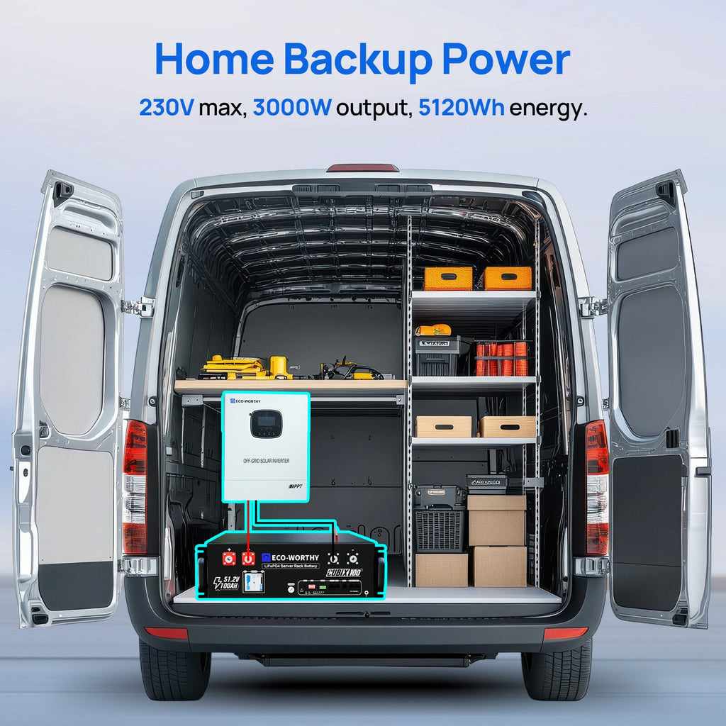 ECO-WORTHY 3KWh Solar Power Bundle with 48v 100AH Server Rack Battery & 3000W 48V Solar Inverter