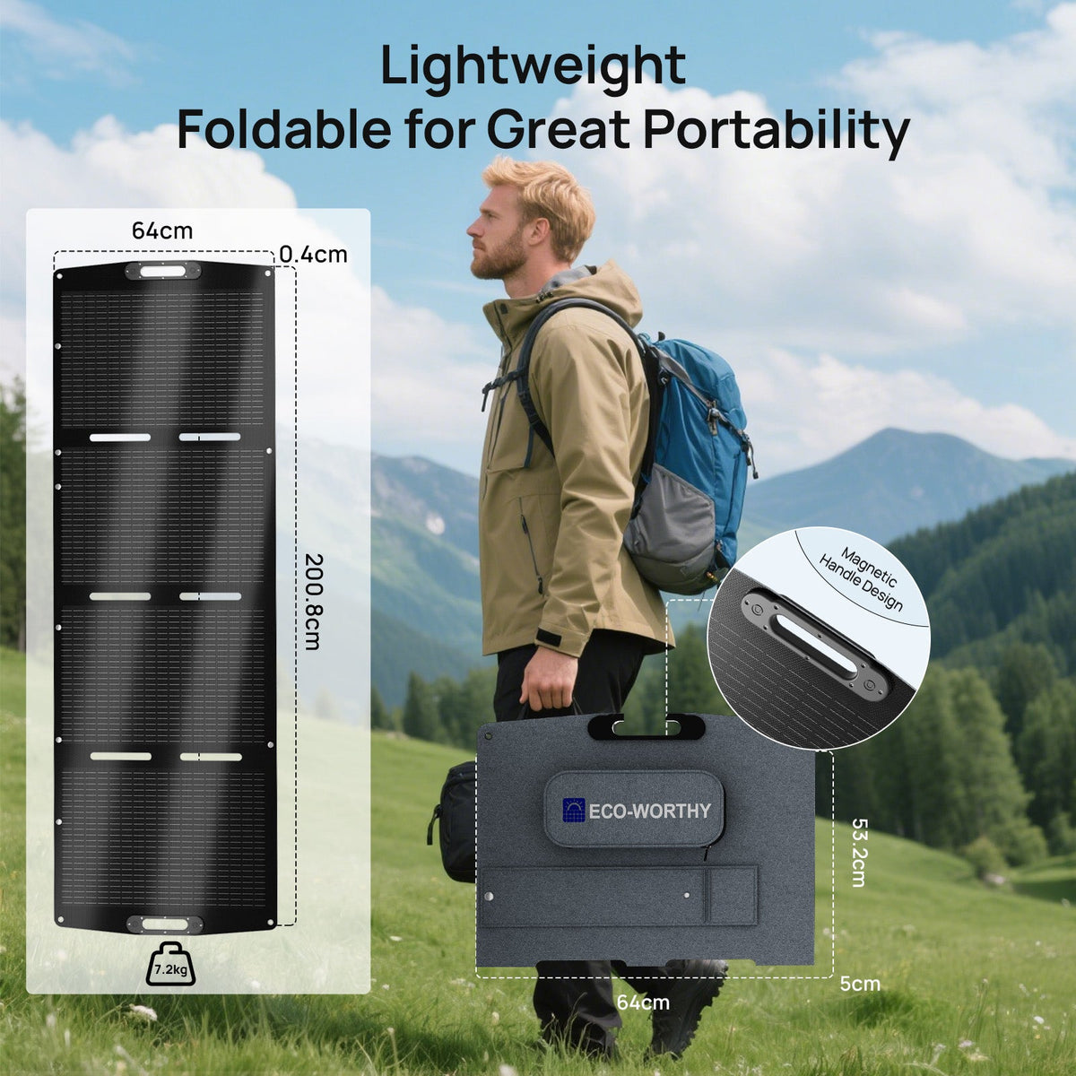 ECO-WORTHY 200W Foldable Solar Panel Suitcase for Outdoor Camping RV
