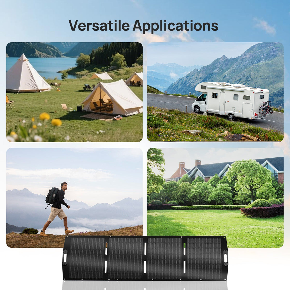 ECO-WORTHY 200W Foldable Solar Panel Suitcase for Outdoor Camping RV