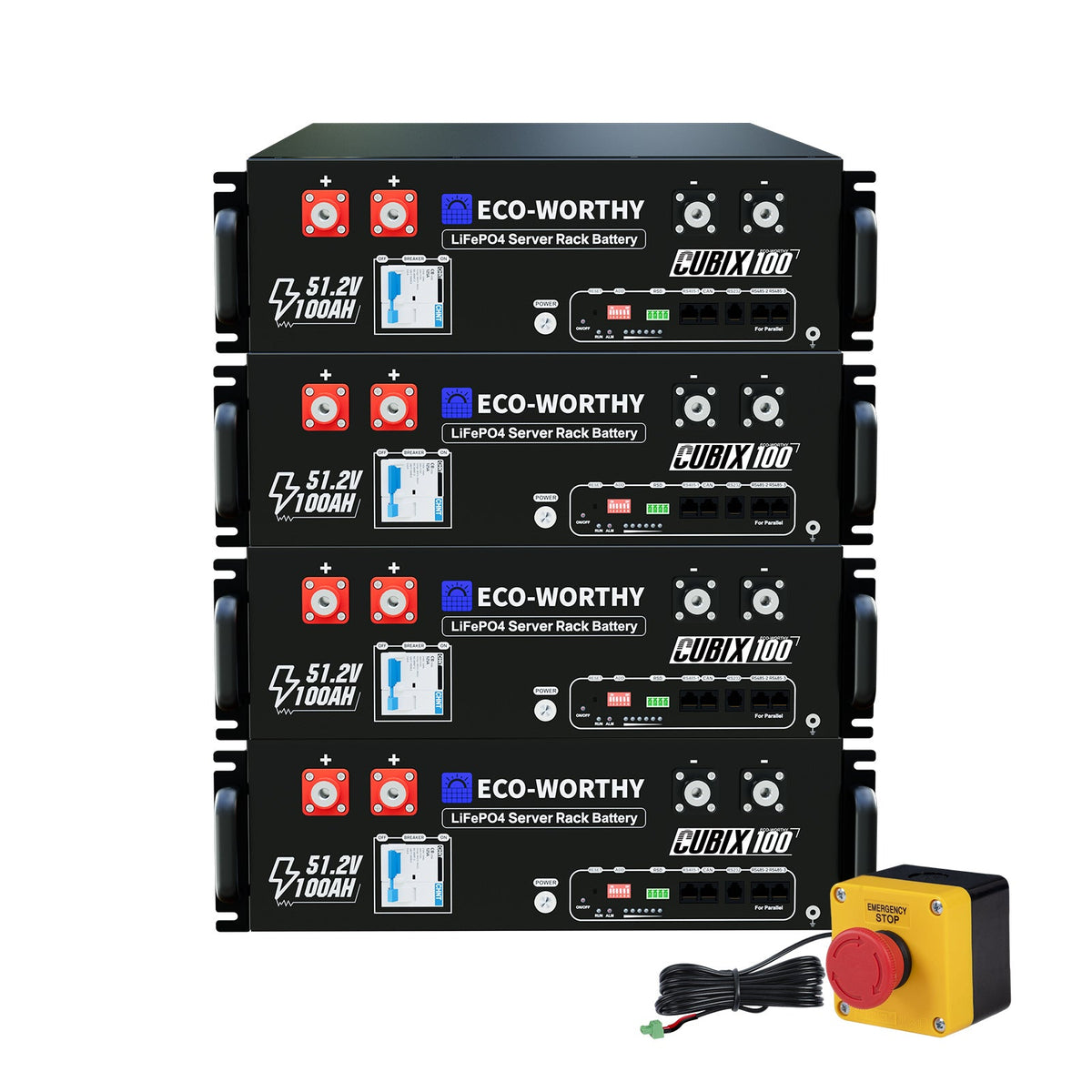 ECO-WORTHY Cubix100 48V 100Ah LiFePO4 Lithium Battery | Server Rack Battery with Bluetooth & Wifi, 5.12kWh