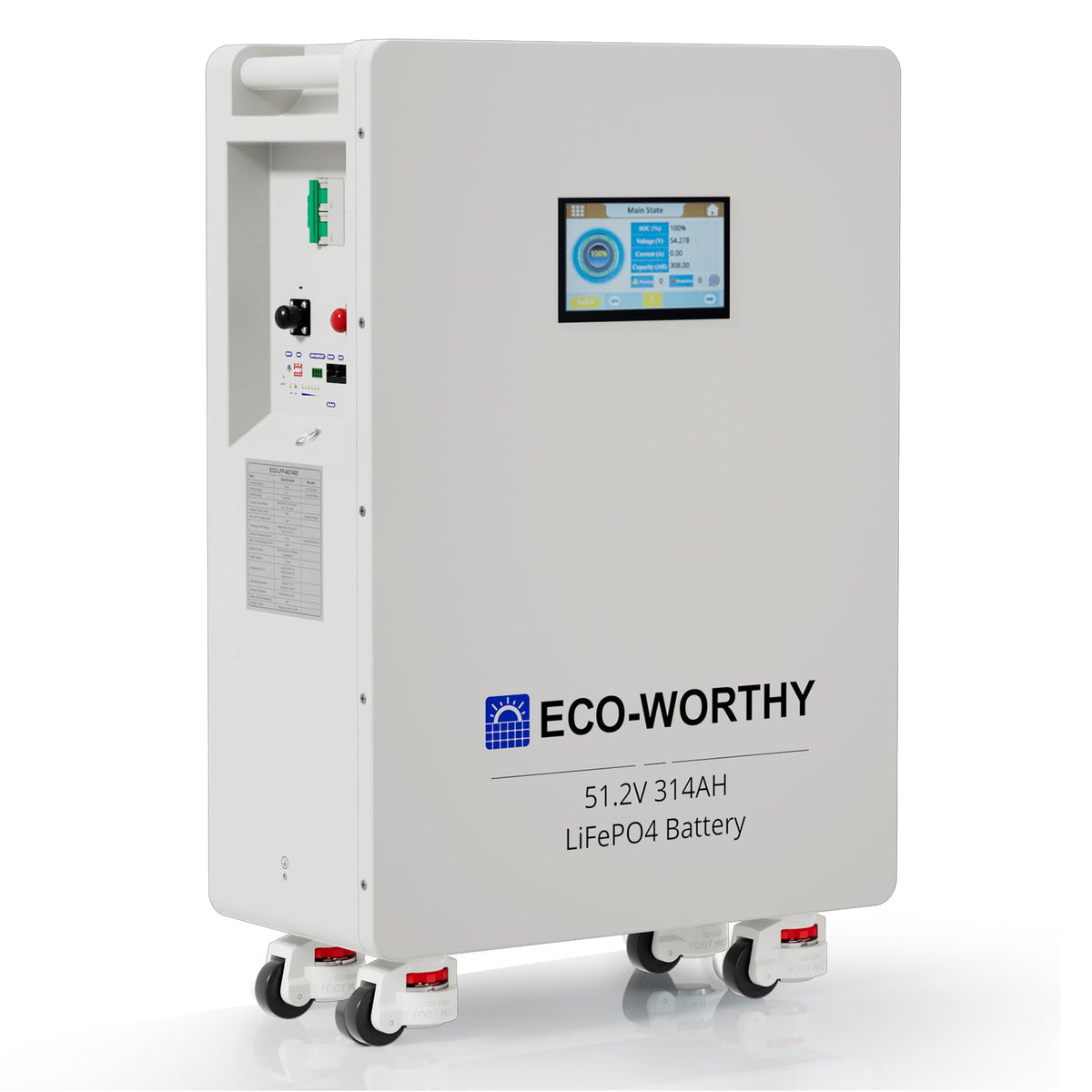 ECO-WORTHY 48V 314Ah Lifepo4 Lithium Battery with Bluetooth & WiFi and 16kWh for Home Solar & Backup