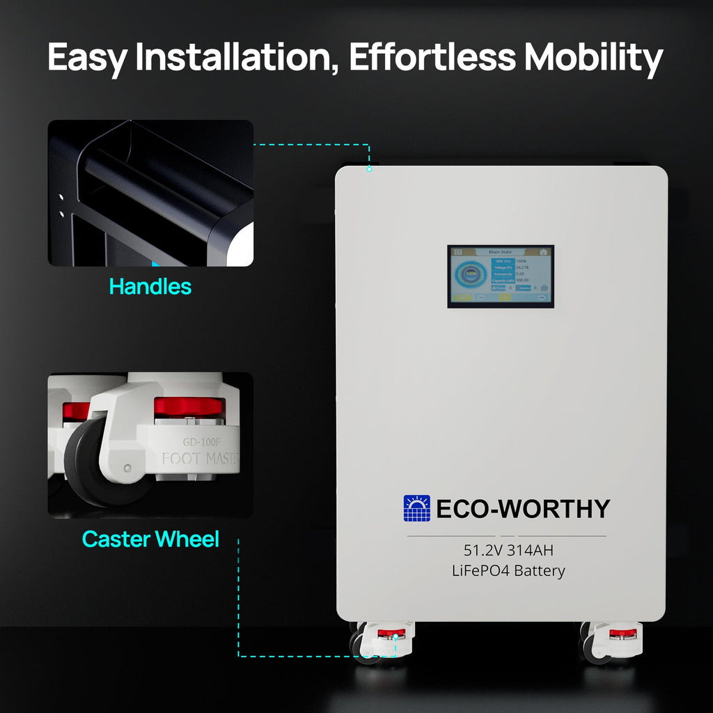ECO-WORTHY 48V 314Ah Lifepo4 Lithium Battery with Bluetooth & WiFi and 16kWh for Home Solar & Backup