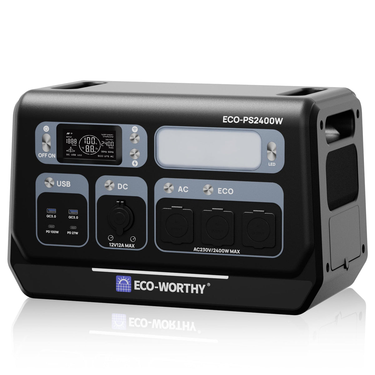 ECO-WORTHY 2400W Portable Power Station with 2048Wh Lithium Battery