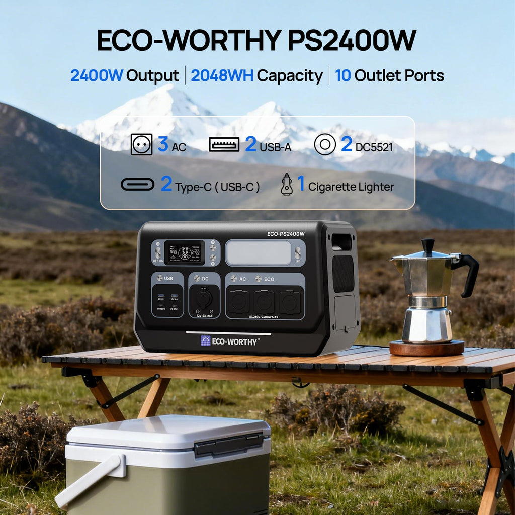 ECO-WORTHY 2400W Portable Power Station with 2048Wh Lithium Battery