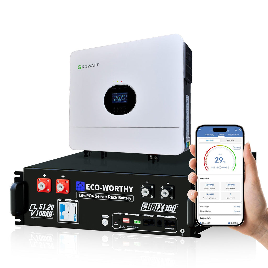 ECO-WORTHY Home Backup Power With 48V 100Ah LiFePO4 And 6000W 48V AIO Off-Grid Inverter